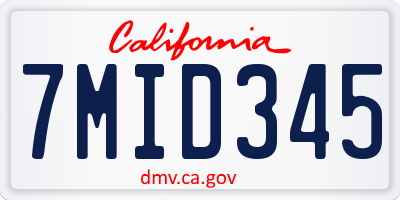 CA license plate 7MID345