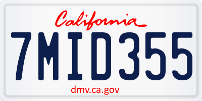 CA license plate 7MID355