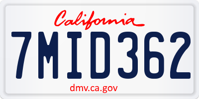 CA license plate 7MID362