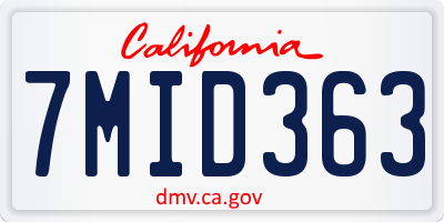 CA license plate 7MID363