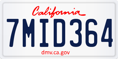 CA license plate 7MID364