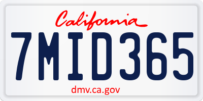 CA license plate 7MID365