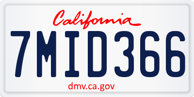 CA license plate 7MID366