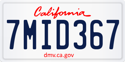CA license plate 7MID367