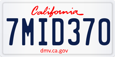 CA license plate 7MID370