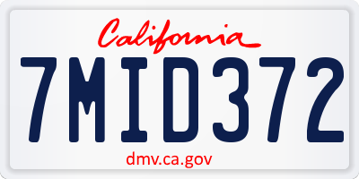 CA license plate 7MID372