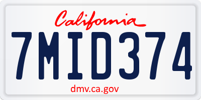 CA license plate 7MID374