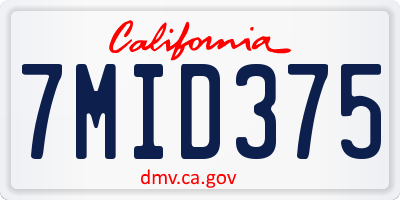 CA license plate 7MID375