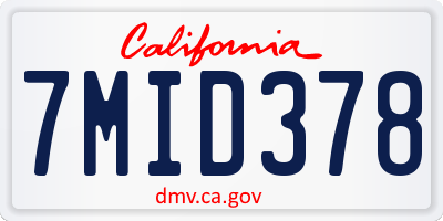 CA license plate 7MID378