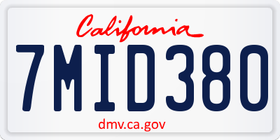CA license plate 7MID380