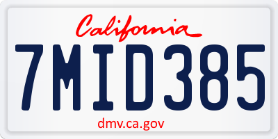 CA license plate 7MID385