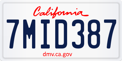 CA license plate 7MID387