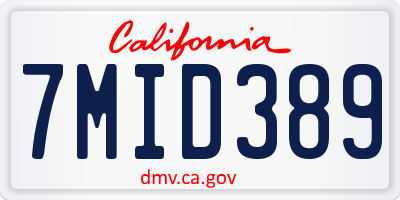 CA license plate 7MID389