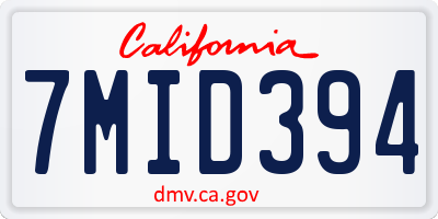 CA license plate 7MID394