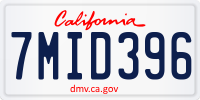 CA license plate 7MID396