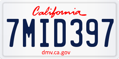 CA license plate 7MID397