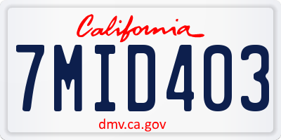 CA license plate 7MID403