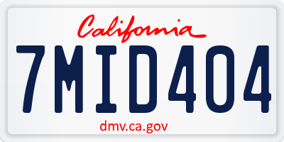 CA license plate 7MID404