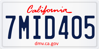 CA license plate 7MID405