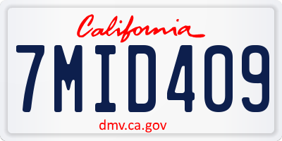 CA license plate 7MID409