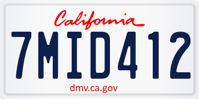 CA license plate 7MID412