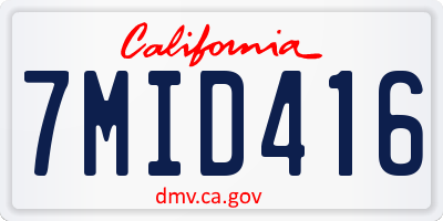 CA license plate 7MID416
