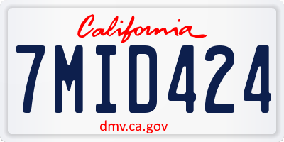 CA license plate 7MID424