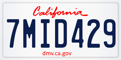 CA license plate 7MID429