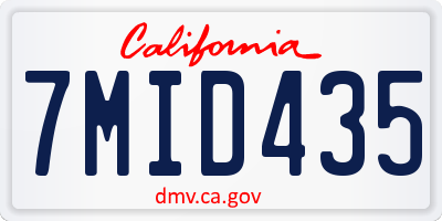 CA license plate 7MID435
