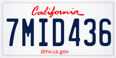 CA license plate 7MID436
