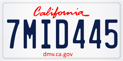 CA license plate 7MID445