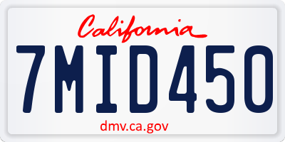 CA license plate 7MID450