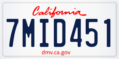 CA license plate 7MID451