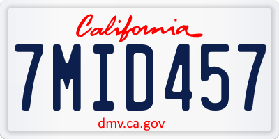 CA license plate 7MID457