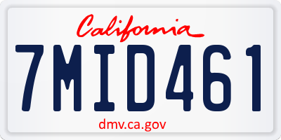 CA license plate 7MID461