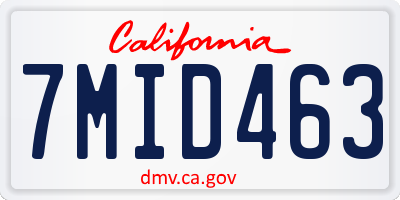 CA license plate 7MID463