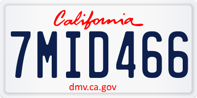 CA license plate 7MID466