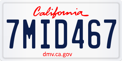 CA license plate 7MID467