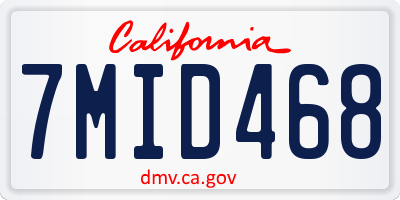 CA license plate 7MID468