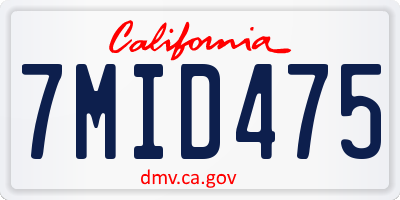 CA license plate 7MID475