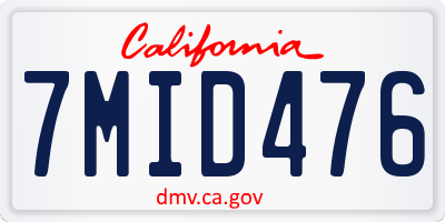 CA license plate 7MID476