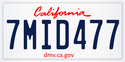 CA license plate 7MID477