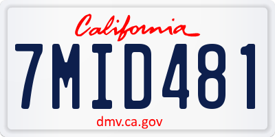 CA license plate 7MID481