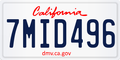 CA license plate 7MID496