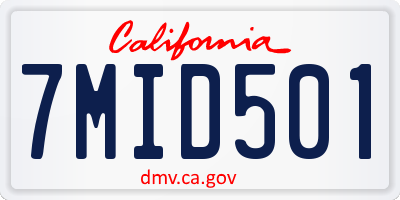 CA license plate 7MID501