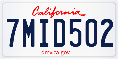 CA license plate 7MID502
