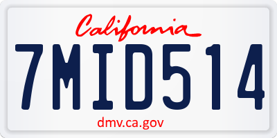 CA license plate 7MID514