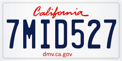 CA license plate 7MID527