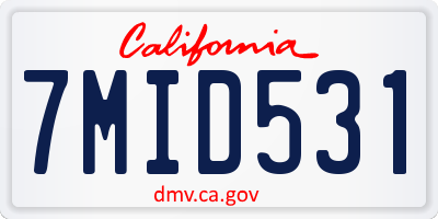 CA license plate 7MID531