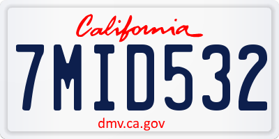 CA license plate 7MID532